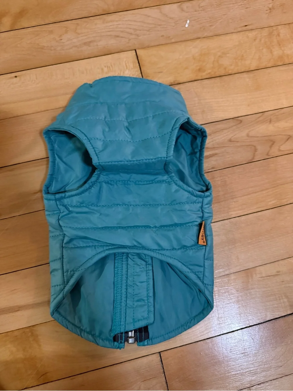 Teal Quilted Dog Puffer Vest/ Harness with Zipper & Clip